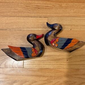 Colorful Vintage Wooden Duck Decor